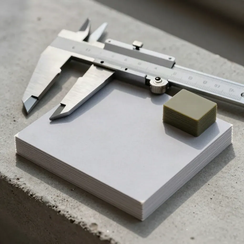 Prototype cards, metal caliper case and 3D-printed enclosure on pale concrete